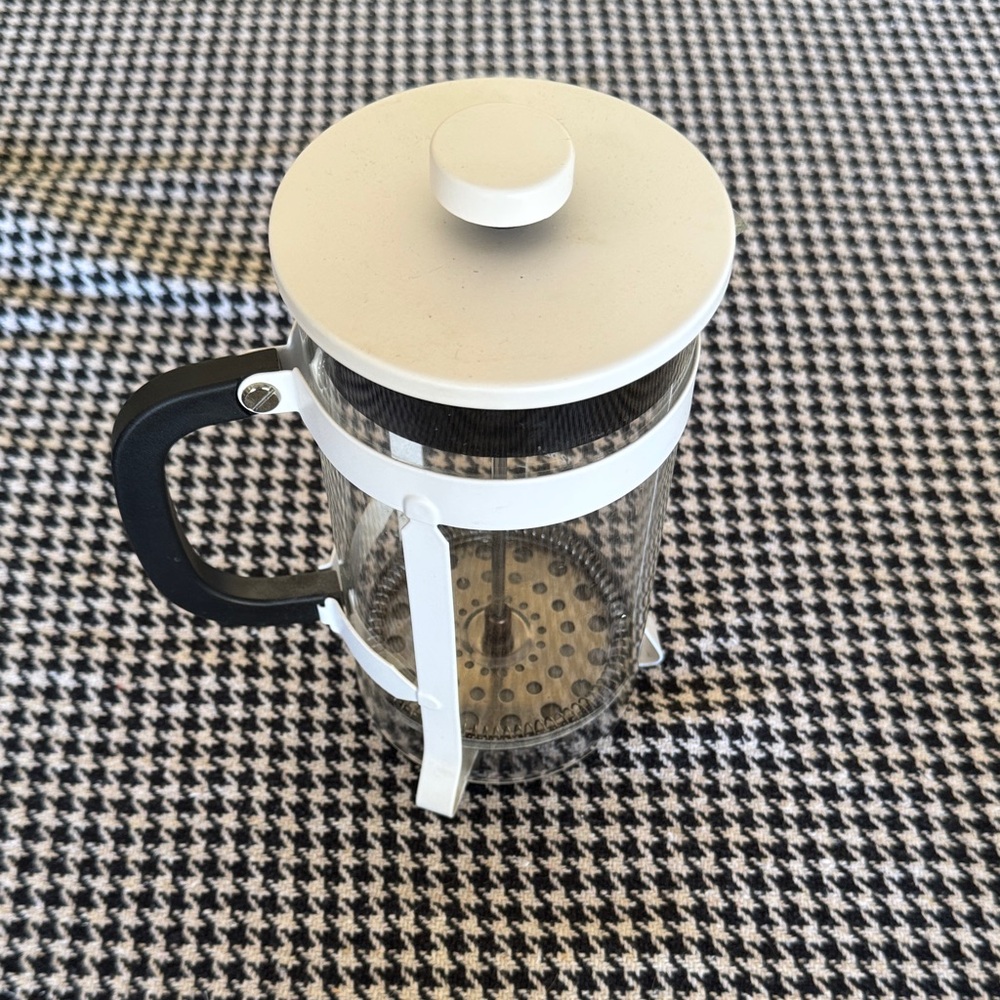 White and Black French Press Coffee Maker